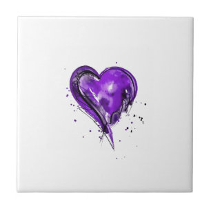 Purple Heart Watercolor Tile