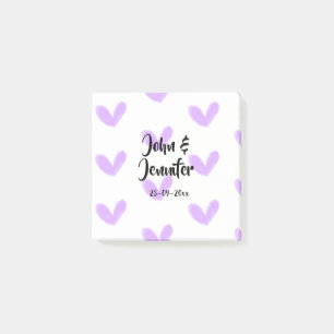Purple heart watercolor valentine's couple name da post-it notes