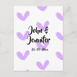 Purple heart watercolor valentine's couple name da postcard