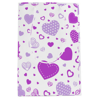 Purple heart white background  medium gift bag