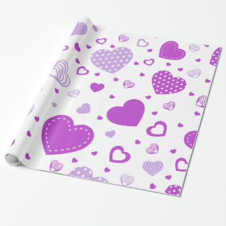 Purple heart white background wrapping paper