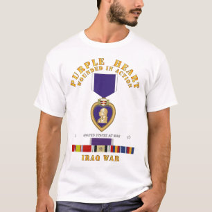 Purple Heart - WIA w IRAQ SVC w Purple Heart Ribbo T-Shirt