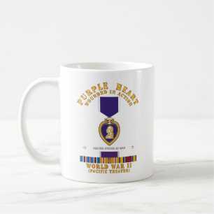Purple Heart - WIA w WWII SVC w Purple Heart - Pac Coffee Mug