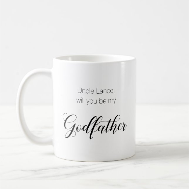 Purple Heart Will You Be My Godfather Proposal Coffee Mug (Left)