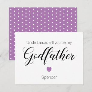 Purple Heart Will You Be My Godfather Proposal Invitation