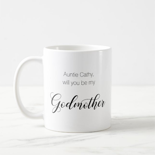 Purple Heart Will You Be My Godmother Proposal Coffee Mug (Left)