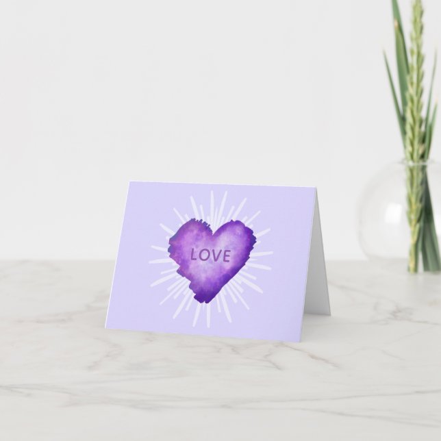 Purple Heart with LOVE Thank You Card (Front)