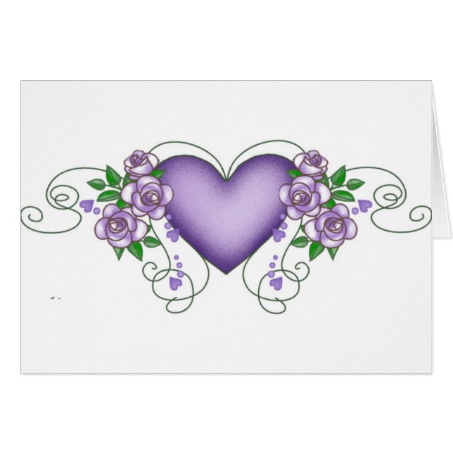 purple heart with roses & vines (Front Horizontal)