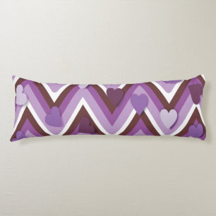 Purple Hearts And Cheverons Body Cushion