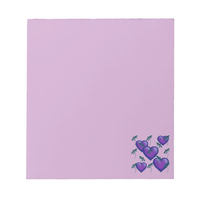 Purple Hearts and Dragonflies Notepad (Front)