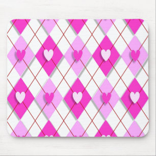 Purple Hearts Argyle Mouse Mat