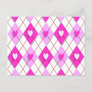 Purple Hearts Argyle Postcard