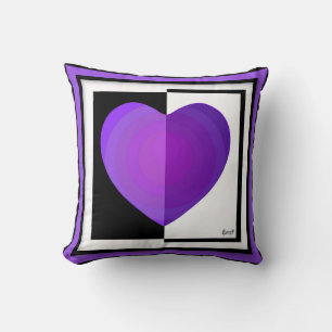 purple hearts beating B&W  Cushion