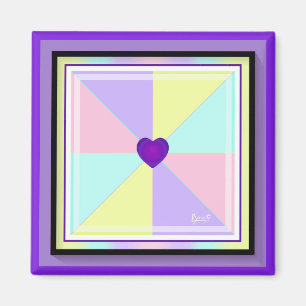 Purple hearts beating neon magnet