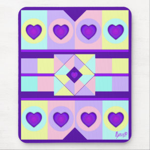 Purple hearts beating neon mouse mat
