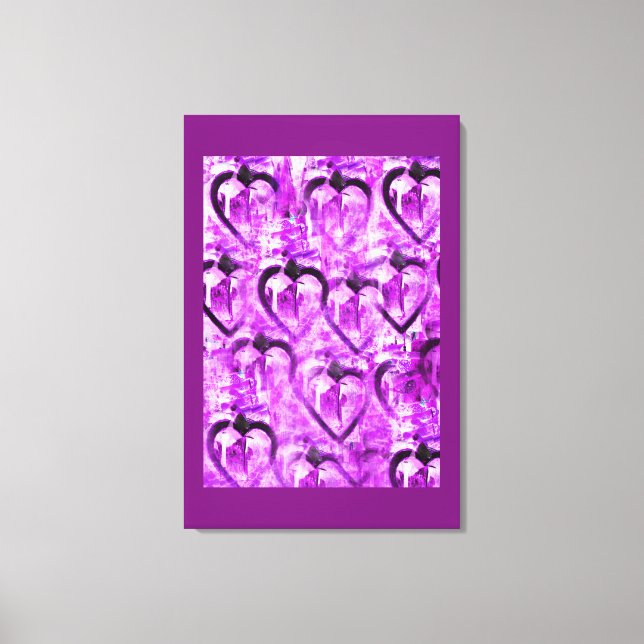 Purple hearts canvas print (Front)