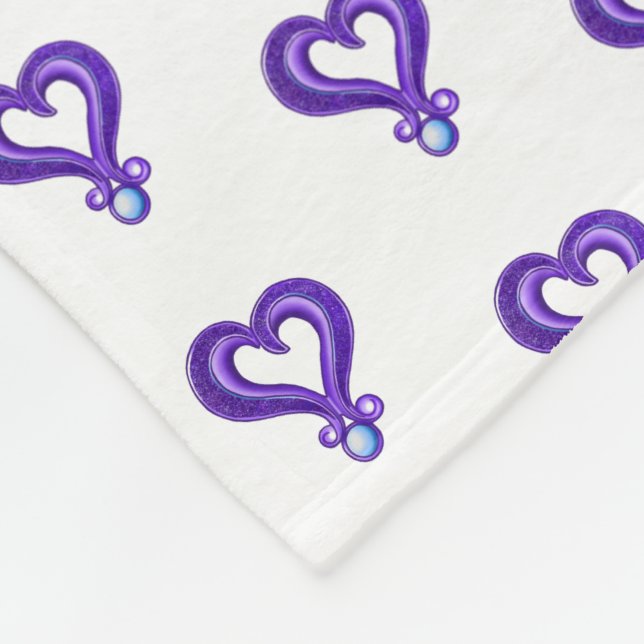 Purple Hearts Fleece Blanket (Corner)