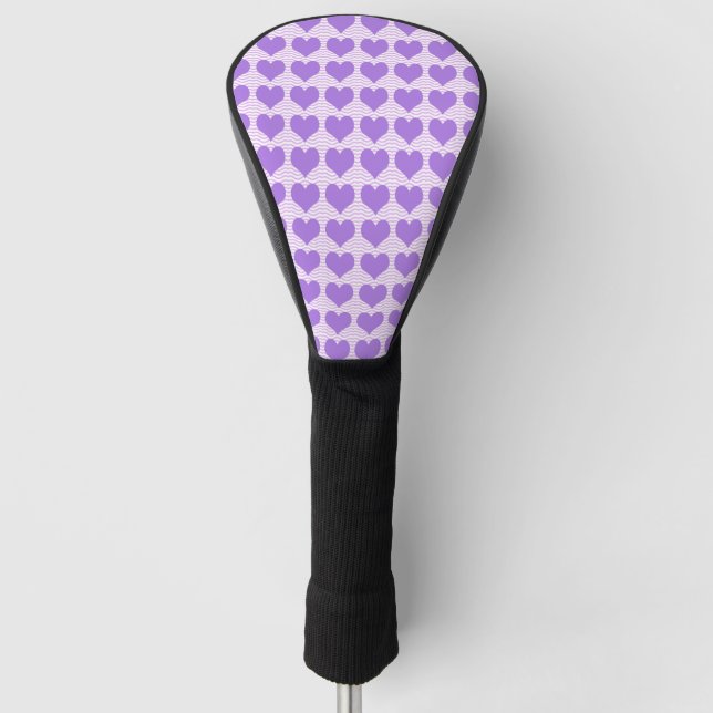 Purple Hearts Golf Head Cover (Front)
