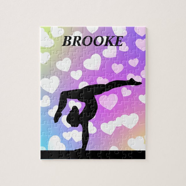 Purple Hearts GYMNASTICS PUZZLE Personalized (Vertical)