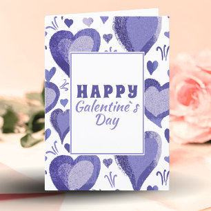 Purple Hearts Happy Galentine`s Day Holiday Card