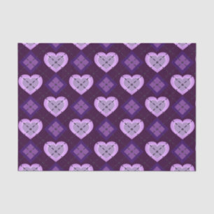 Purple Hearts Lavender Diamond Argyle Pattern Tissue Paper