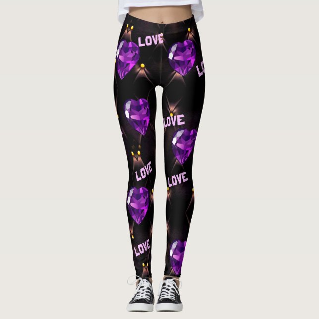 Purple Hearts & Love Valentine's Leggings (Front)