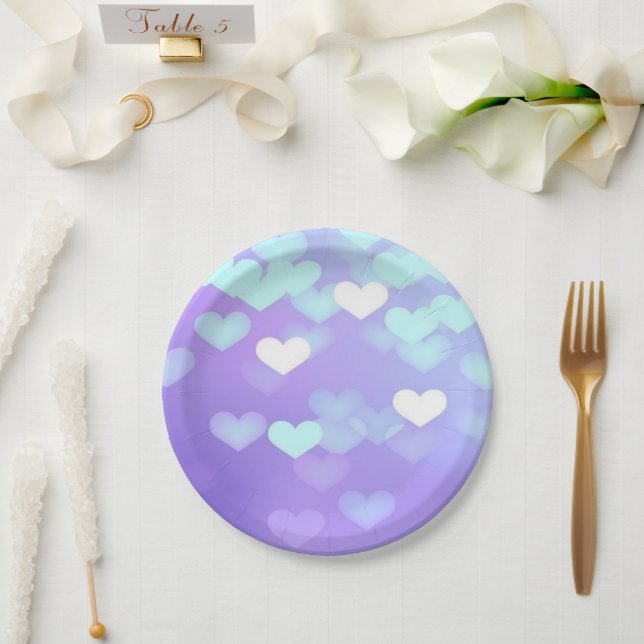 Purple Hearts Paper Plate (Wedding)