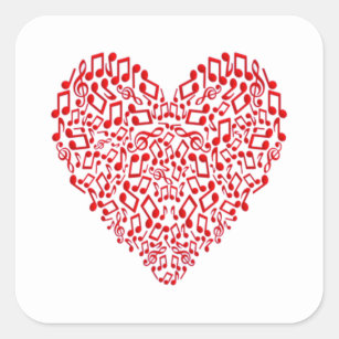 Purple Hearts Pattern (8'), Romance Note Square Sticker