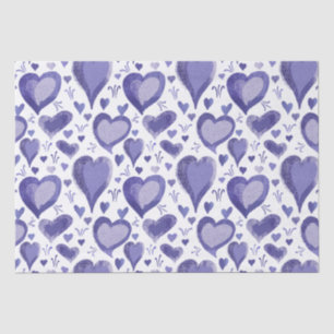 Purple Hearts Pattern Drawing Valentine`s Day Tissue Paper