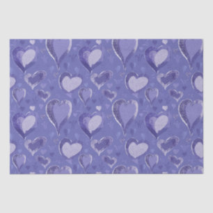 Purple Hearts Pattern Drawing Valentine`s Day Tissue Paper