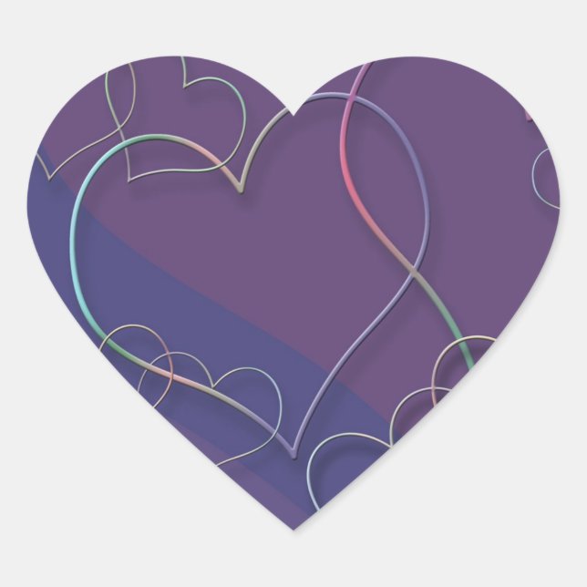 Purple Hearts Pattern Heart Stickers (Front)