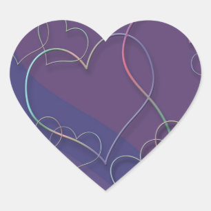 Purple Hearts Pattern Heart Stickers