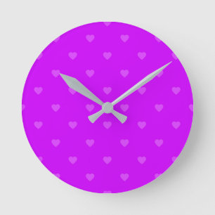 Purple hearts pattern round clock