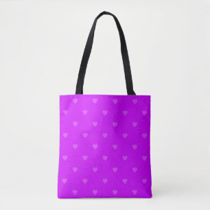 Purple hearts pattern tote bag