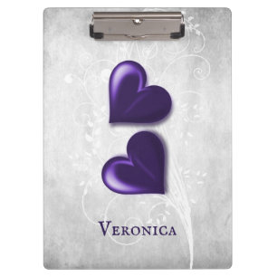 Purple Hearts Personalised Clipboard