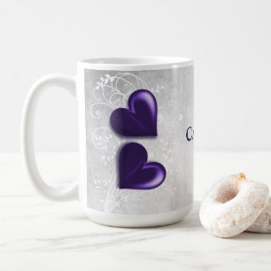 Purple Hearts Personalised Coffee Mug