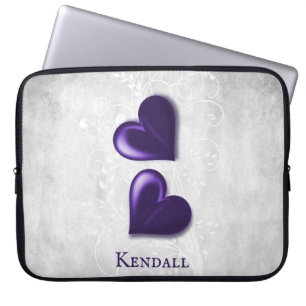 Purple Hearts Personalised Laptop Sleeve