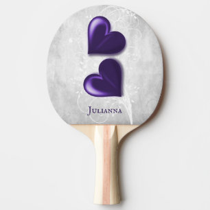Purple Hearts Personalised Ping Pong Paddle