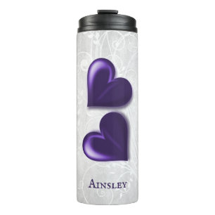 Purple Hearts Personalised Thermal Tumbler
