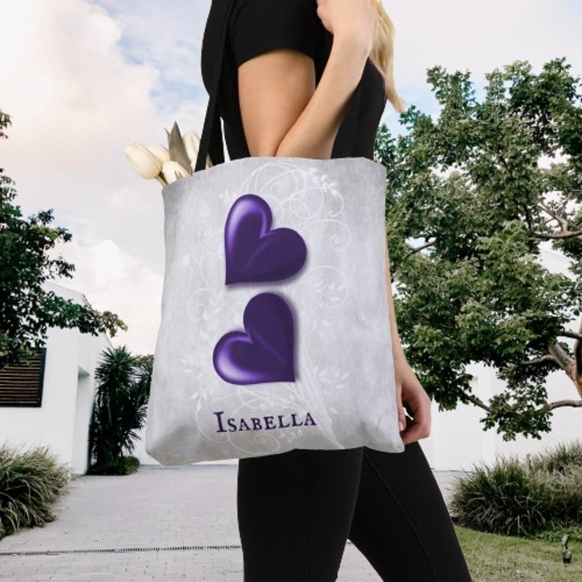 Purple Hearts Personalised Tote Bag (Purple Hearts Personalized Tote Bag)