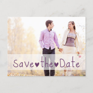 Purple Hearts Photo Save the Date Announcement Postcard