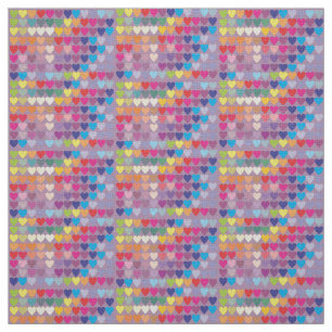 purple hearts rainbow fabric