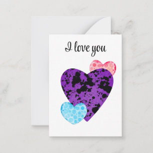 purple hearts romance design card
