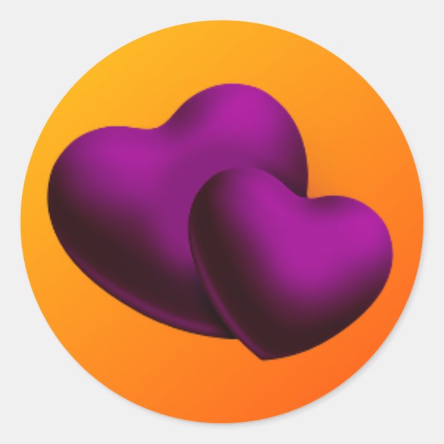 Purple Hearts Round Sticker (Front)