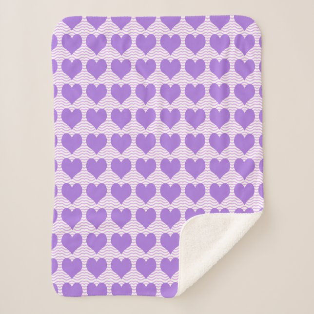 Purple Hearts Sherpa Blanket (Front)