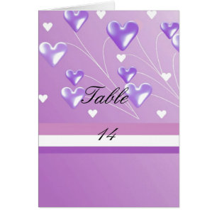 Purple Hearts Table Seating Card