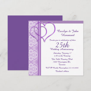 Purple Hearts Wedding Anniversary Invitation