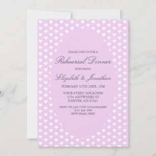 Purple Hearts Wedding Rehearsal Dinner Invitation