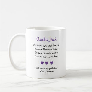 Purple Hearts Will You Be My Godfather Poem Photo Coffee Mug