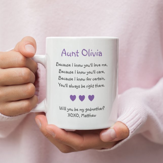 Purple Hearts Will You Be My Godmother Photo Coffee Mug (Creator Uploaded)